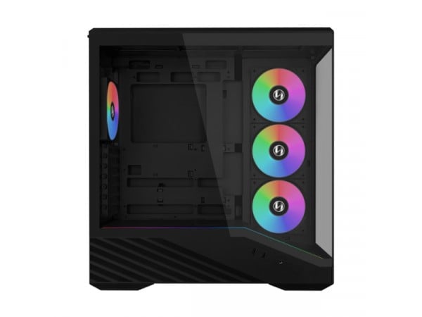 【聯力】LIAN LI《Vector V100 黑》ATX/支援背插(M-ATX)/顯卡長415mm/CPU高180mm/270°海景房/內附四顆發光風扇